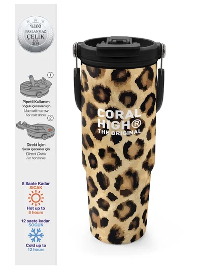 CORAL HİGH 900 ML LEOPAR DESEN TERMOS