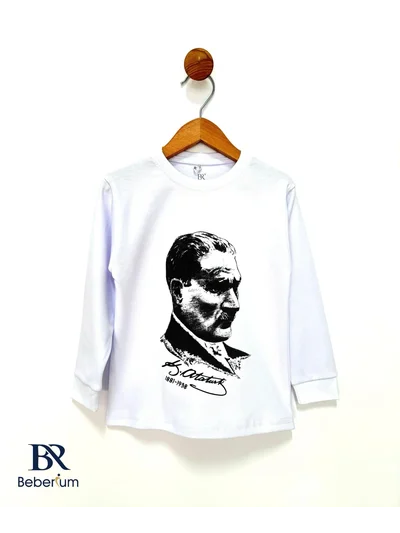 BEYAZ ATATÜRK BASKILI UZUN KOLLU BADİ