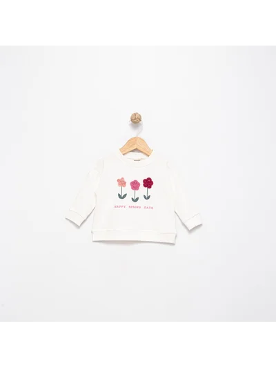 BEYAZ 1640 ÇİÇEKLİ SWEATSHRT
