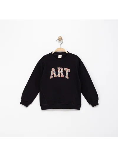 ÇİÇEKLİ ART YAZILI SWEATSHRT