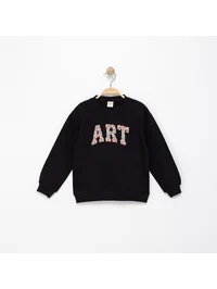 ÇİÇEKLİ ART YAZILI SWEATSHRT
