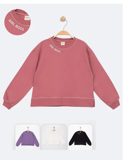 BEYAZ GİRL BOOS YAZILI SWEATSHRT