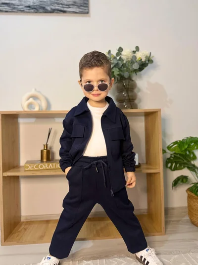 LACİVERT LNA CEKETLİ ÜÇLÜ TAKIM