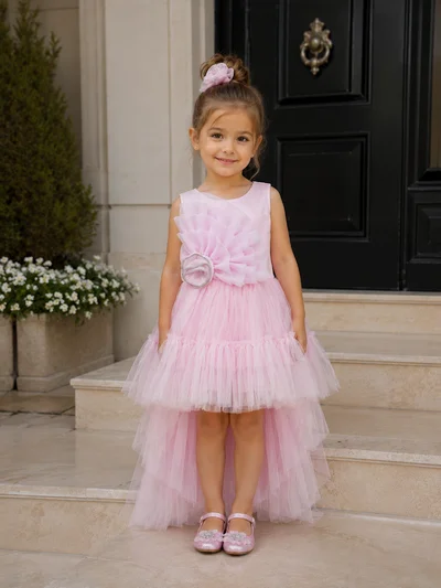 SUGAR PEMBE KUYRUKLU ABİYE ELBİSE