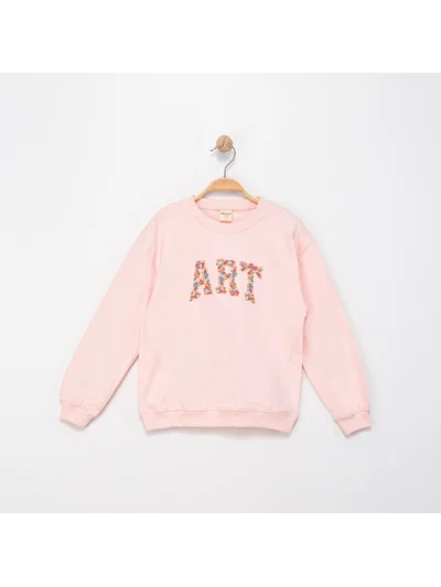 ÇİÇEKLİ ART YAZILI SWEATSHRT