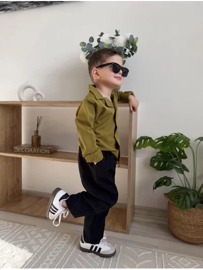 YEŞİL GÖMLEK DOUBLE KUMAŞ İKİLİ TAKIM