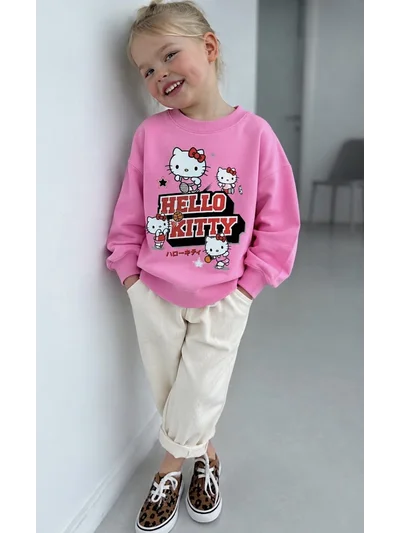 FUŞYA HELLO KİTY BASKILI SWEATSHRT