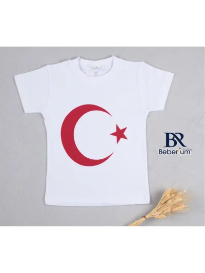 ATAŞ BEYAZ AY YILDIZLI TSHRT