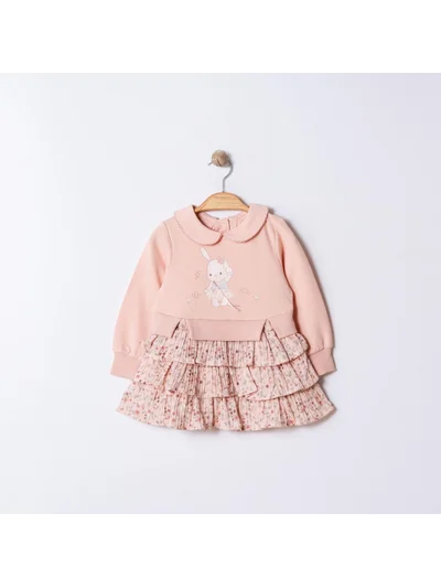 PEMBE TAVŞAN DETAYLI SWEAT ELBİSE