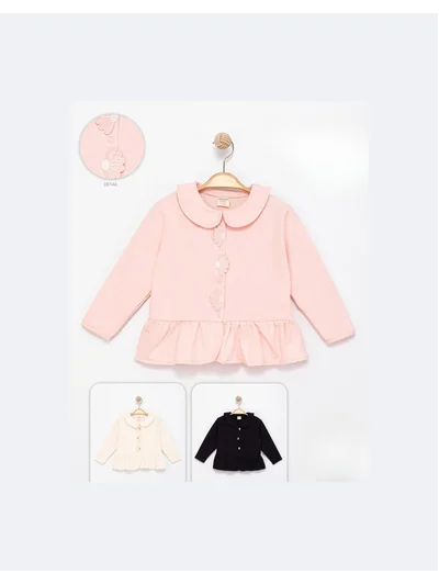 PEMBE ÇİÇEK DETAYLI HIRKA