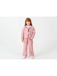 PEMBE YILDIZ NAKIŞLI ÜÇLÜ  KOT TAKIM