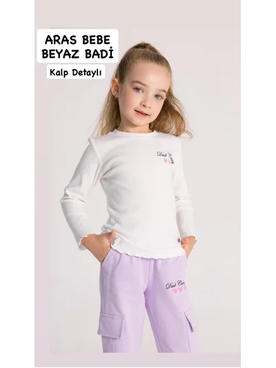 BEYAZ KALP DETAYLI FİTİLLİ BADİ