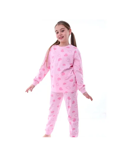 PEMBE KALP DESENLİ PİJAMA TAKIMI