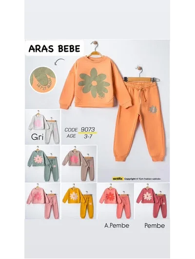 AÇIK PEMBE FLOWER  ALT ÜST TAKIM 
