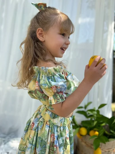 LİMON BAHÇESİ DESEN ETEK CROP TAKIM