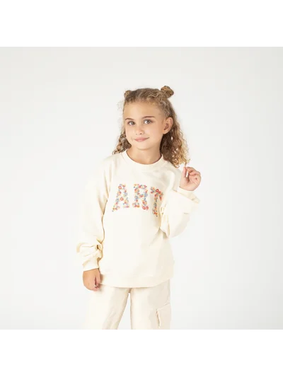 ÇİÇEKLİ ART YAZILI SWEATSHRT