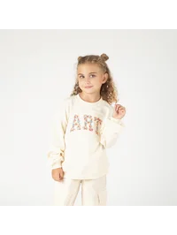 ÇİÇEKLİ ART YAZILI SWEATSHRT