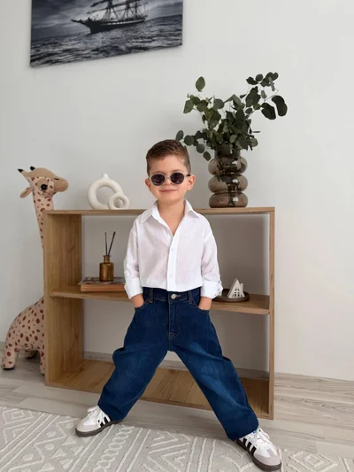 BEYAZ HAM KETEN GÖMLEK