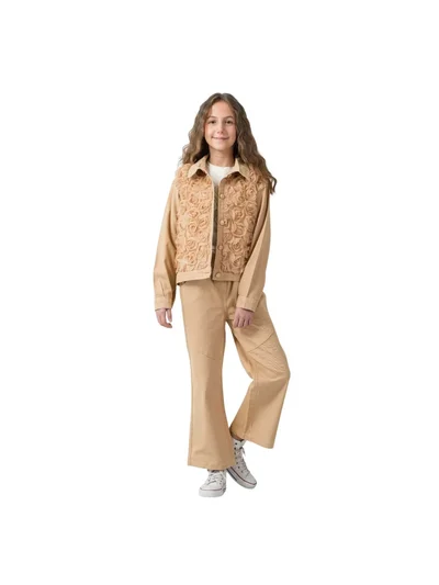 CAMEL GÜL DETAYLI ÜÇLÜ TAKIM
