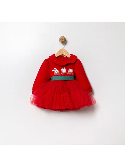 CINDY KIRMIZI BEBEK ELBİSESİ