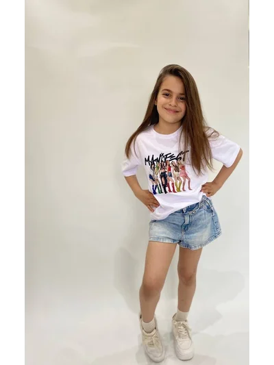 MANİFEST KIZLAR BEYAZ TSHİRT