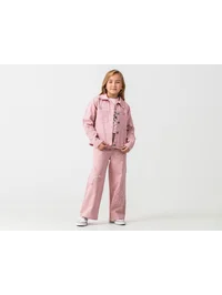 PEMBE YILDIZ NAKIŞLI ÜÇLÜ  KOT TAKIM