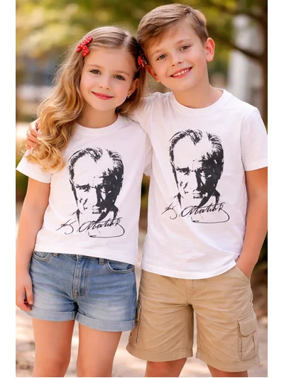ATAŞ BEYAZ ATATÜRK BASKILI TSHRT