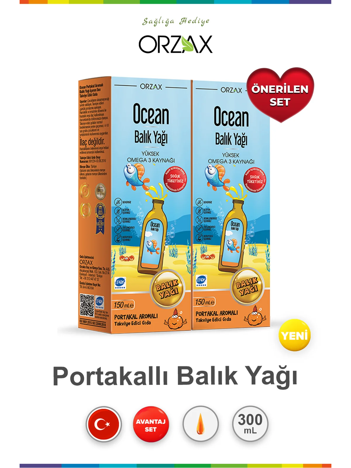 Ocean Omega 3 Portakallı Balık Yağı Şurubu 150 ml