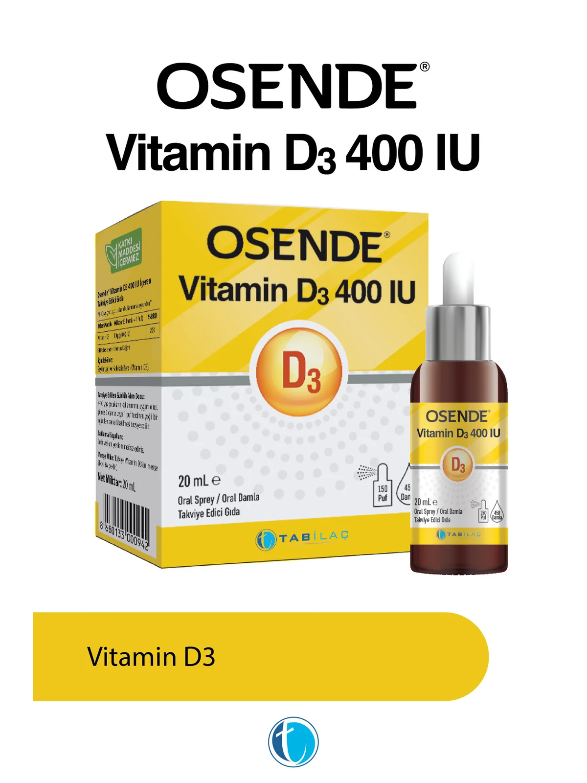 Osende Vitamin D3 400 IU Sprey 20 ml