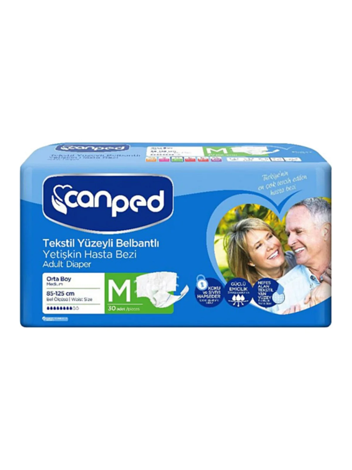 Canped Tekstil Yüzey Belbantlı Hasta Bezi 30lu - Medium