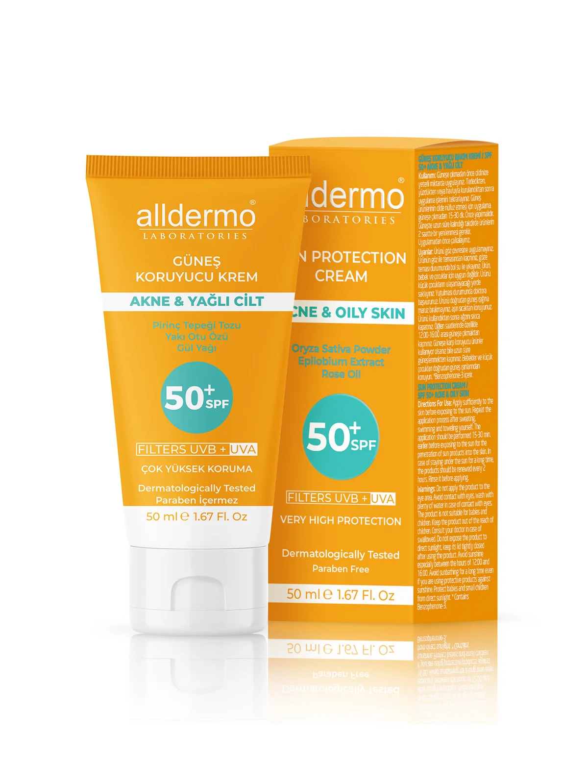 Alldermo Akne ve Yağlı Ciltler için Güneş Kremi SPF50 50 ml