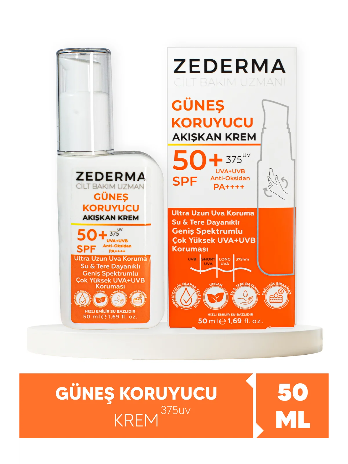 Zederma Güneş Koruyucu Krem UV375 Ultra Uzun Koruma PA++++ SPF50+ 50 ml