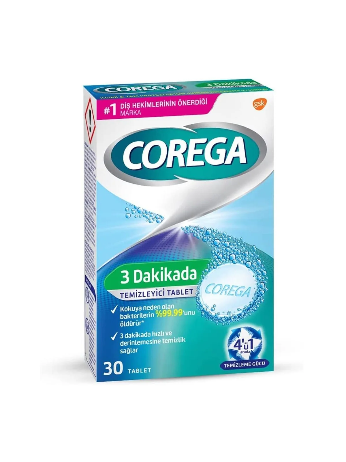 Corega Temizleyici Tablet 30 Adet - 3 Dakikada Temizlik