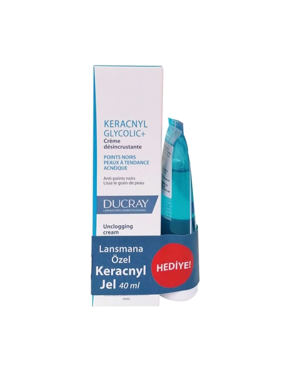 Ducray Keracnyl Glycolic Krem 30 ml + Keracnyl Gel Moussant 40 ml