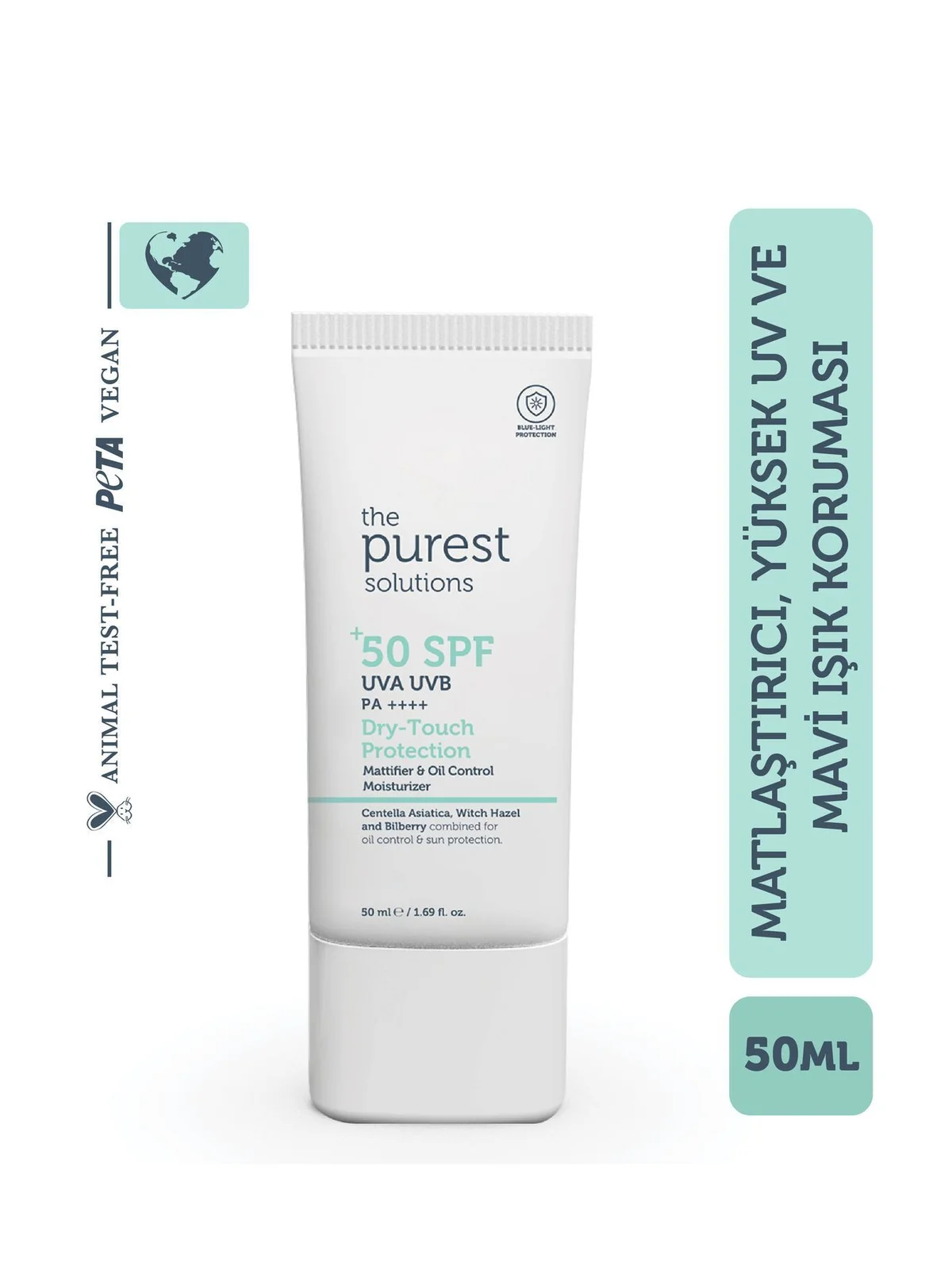 The Purest Solutions Dry Touch Protection Mat Bitişli Yağlı Ciltler İçin Güneş Kremi SPF50+ 50 ml
