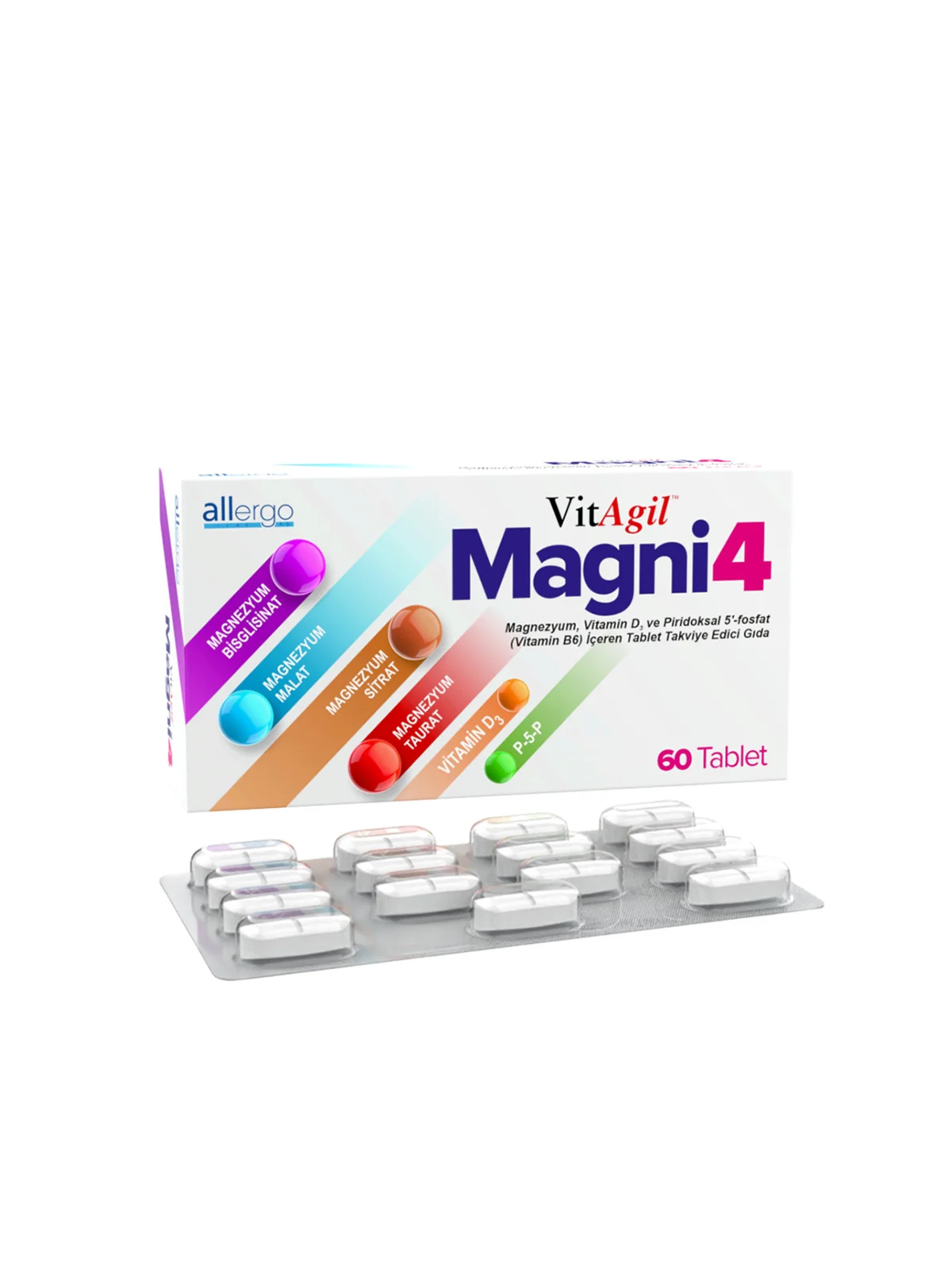 Vitagil Magni4 Magnezyum Vitamin D3 P5P 30 Tablet