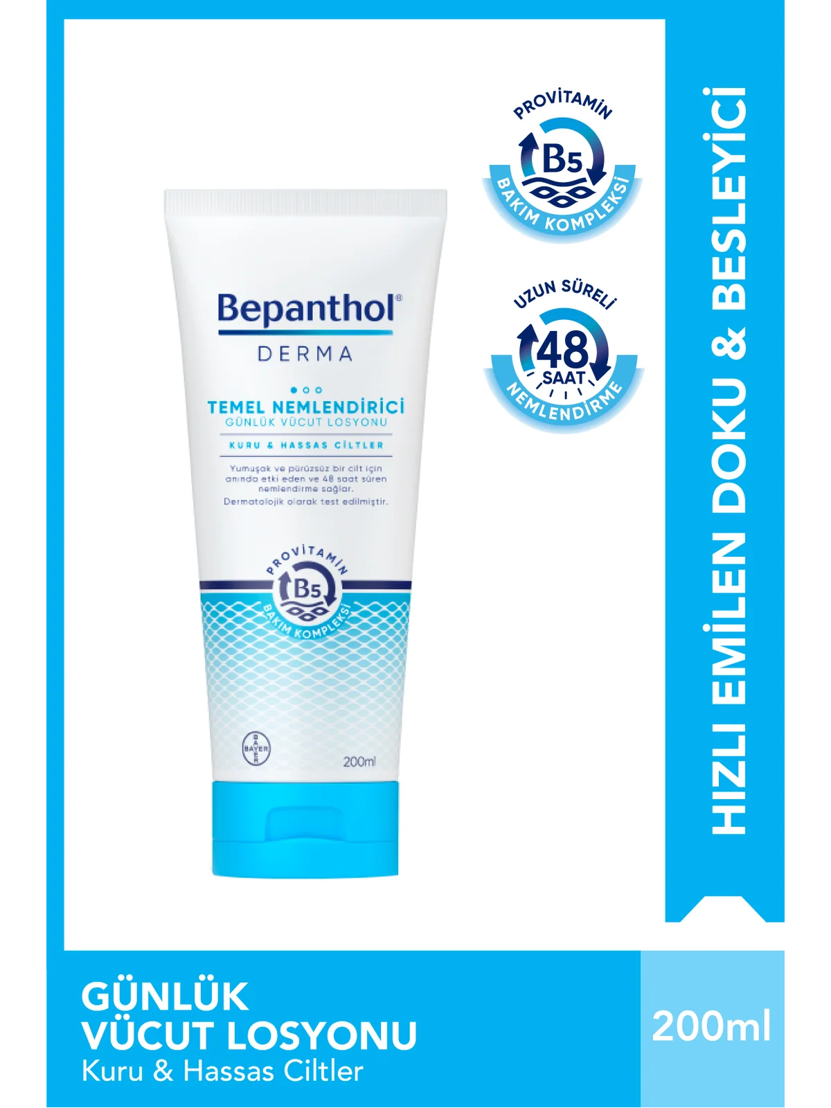 Bepanthol Derma Temel Nemlendirici Günlük Vücut Losyonu 200 ml