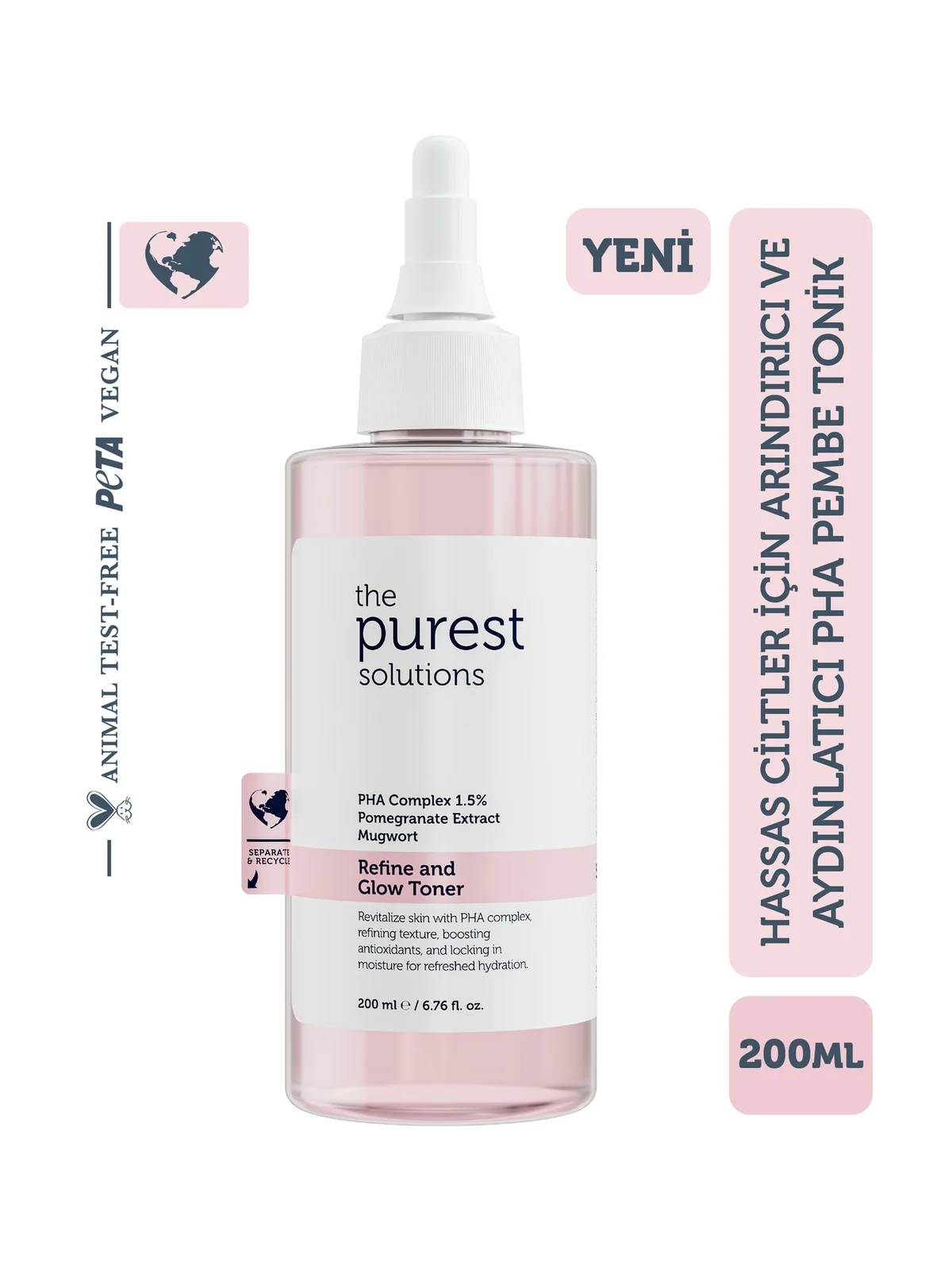 The Purest Solutions Hassas Ciltler İçin Arındırıcı ve Aydınlatıcı Pha Pembe Tonik 200 ml