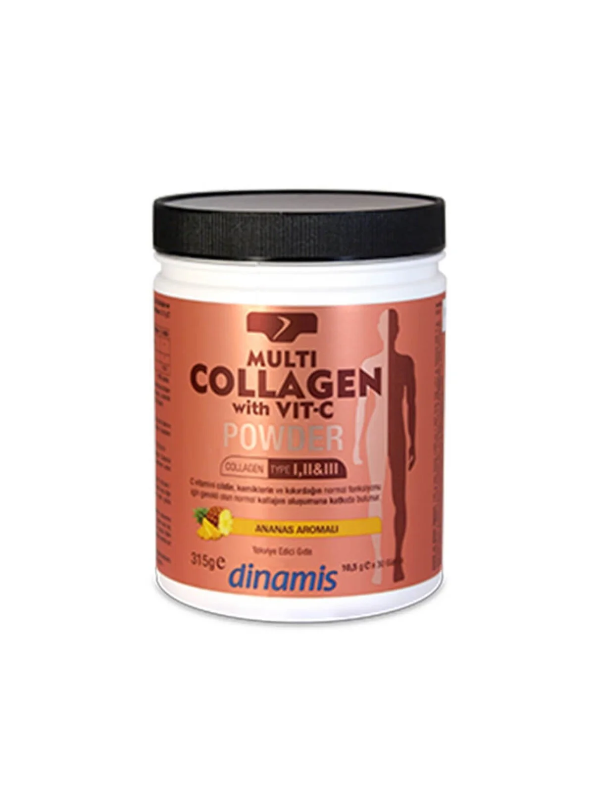 Dinamis Multi Collagen with Vit C Toz Ananas Aromalı 315 gr