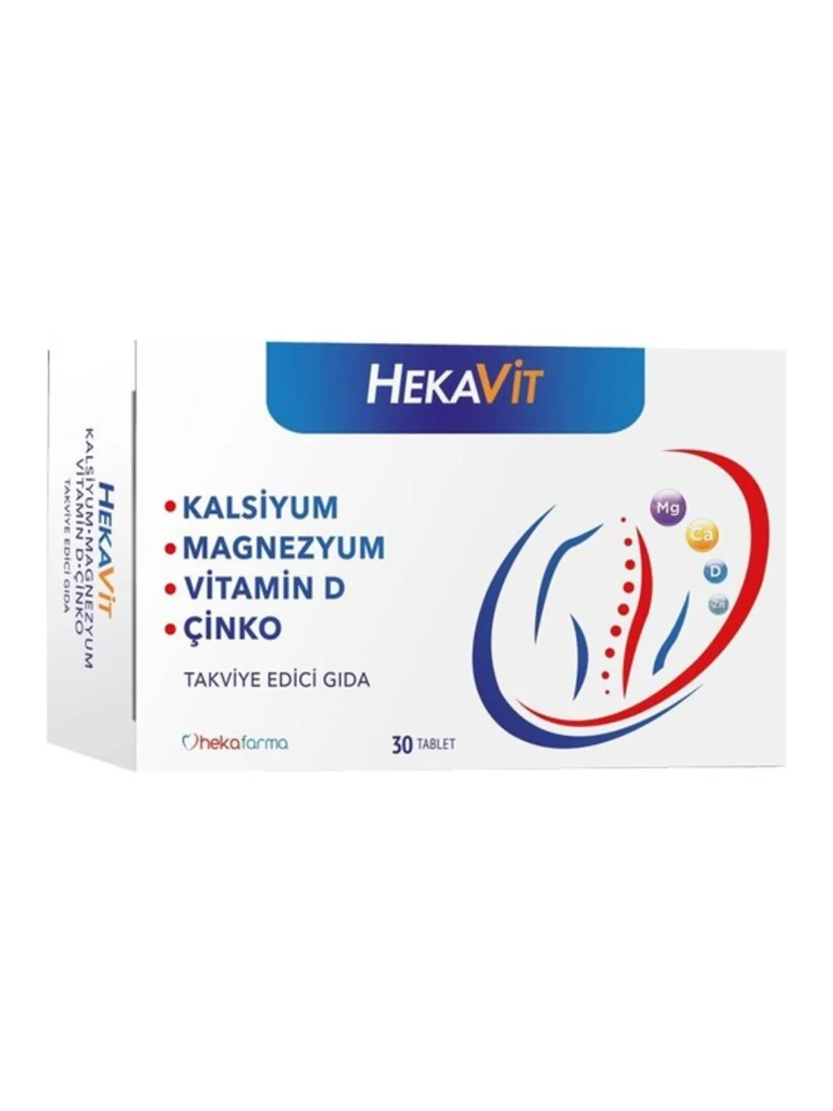 Hekavit Kalsiyum Magnezyum Vitamin D Çinko 30 Tablet