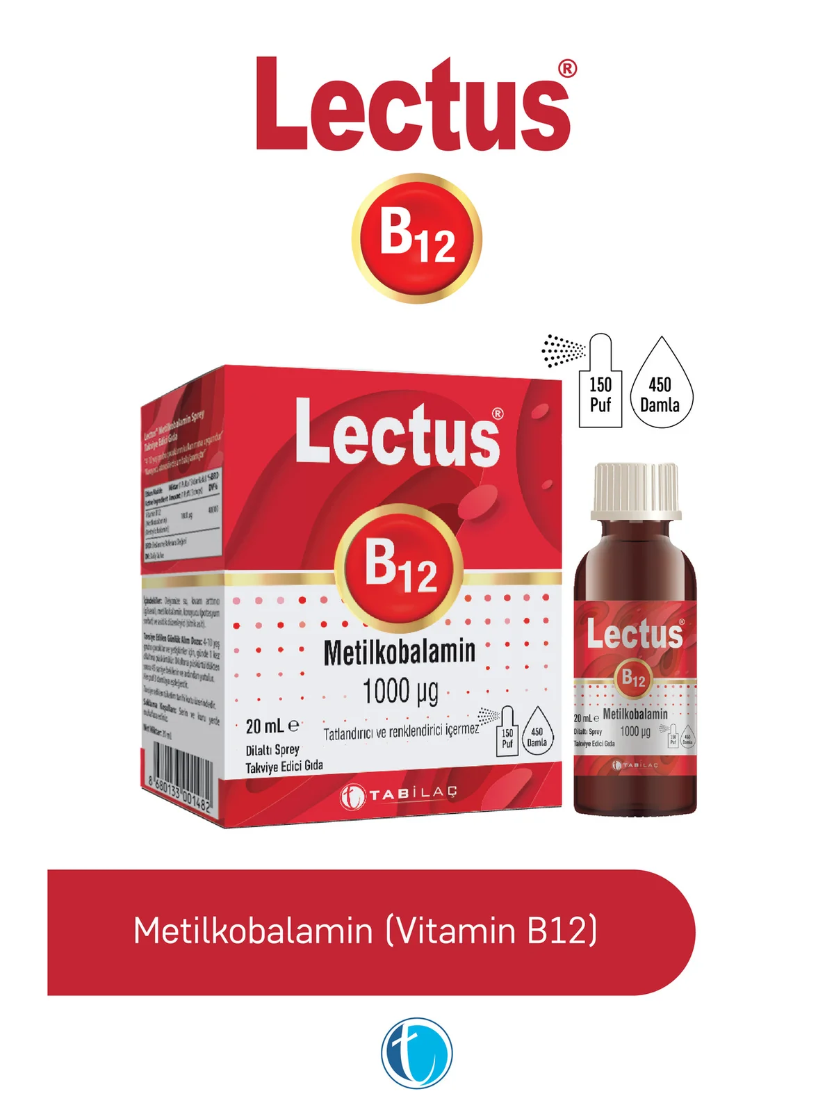 Lectus Metilkobalamin B12 Dilaltı Sprey 20 ml