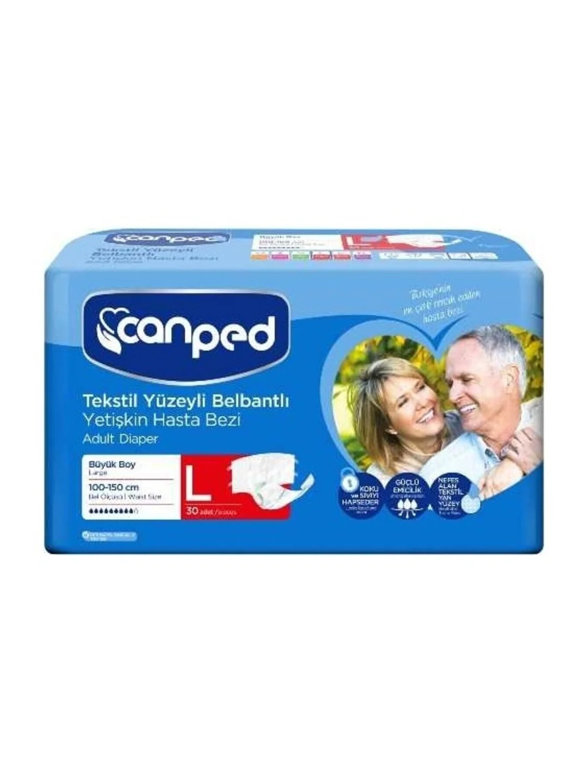 Canped Tekstil Yüzey Belbantlı Hasta Bezi 30lu - Large
