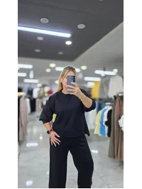 Eşofman Takım Modal Kumaş Lazer Kesim Siyah 2630