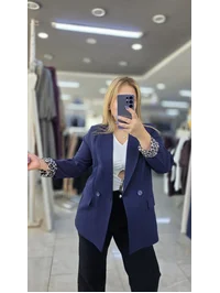 Blazer Ceket Leopar Astarlı Lacivert C2144