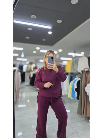 Eşofman Takım Modal Kumaş Lazer Kesim Mor 2630