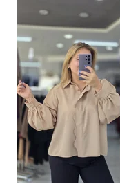 Gömlek Arkası Robalı Pileli Kremrengi 31591