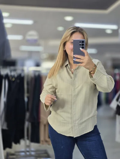 Pamuklu Soft Keten Gömlek Yeşil 1299