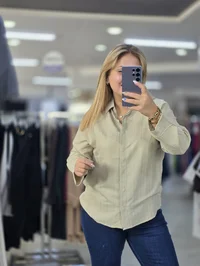 Pamuklu Soft Keten Gömlek Yeşil 1299
