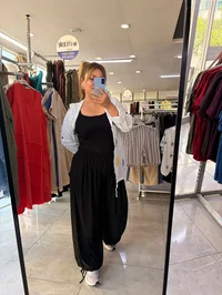 Sandy Kumaş Şalvar Siyah 2224