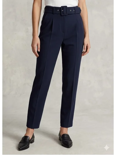 Pantalon Kemerli Pileli Premium Kumaş Lacivert 2444